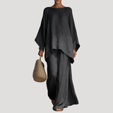 Anouk | Damen Zweiteiler Oversized Top Weites Bein – Dunkelgrau