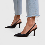 Bella - Damen Elegante Absatzschuhe mit Komfortfutter – Schwarzes Leder