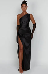 Sofie - Sommerchic Luxus Satin Silhouette – Schwarz