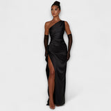 Maxikleid mit einem Schulterdesign – Schwarz