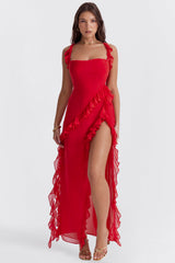 Laurine | Elegantes Maxikleid – Rot