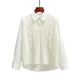 Ärmelloser Pullover mit V-Ausschnitt und gerader Form – Weiß