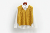 Ärmelloser Pullover mit V-Ausschnitt und gerader Form – Gelb