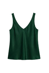 Ärmelloses Damen-Tanktop mit V-Ausschnitt und breiten Trägern – Grün