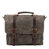 Bruges Messenger Bag – Robuste Canvas & Crazy Horse Leder Schultertasche mit Laptopfach – ArmeeGrün
