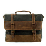 Mokalo™ Messenger Bag Aus Gewachstem Canvas & Leder – Unisex Umhängetasche Für Laptop & Alltag – Armeegrün