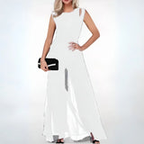 Serenith - Eleganter ärmelloser Chiffon-Overall – Weiß