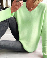 Astrid | Damen V-Ausschnitt Pullover Langarm – Grün