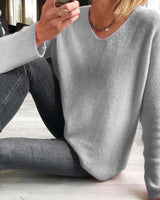 Astrid | Damen V-Ausschnitt Pullover Langarm – Grau