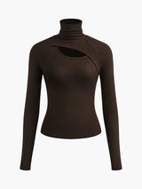 Valentina | Rollkragen Cut-Out Top – Braun