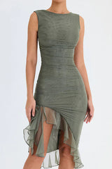 Elegantes Rüschen Sheath-Kleid | Feminin, tailliert & vielseitig – Grau