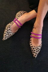 Aurela | Damen Leopardenmuster Riemchen Ballerinas – Braun