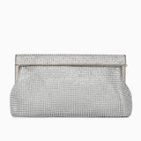 Aurielle | Goldene Clutch mit Kristallbesatz & Schnappverschluss – Elegante Abendtasche für Damen – Silber