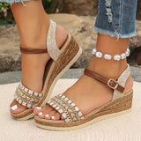 Aveline | Casual Damen-Sandalen mit Strass – Khaki