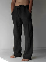 Garth - Leinen-Baggy-Hose für Herren – Schwarz