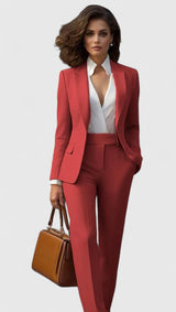 Azalea | Damen Business Hosenanzug Set – Rot