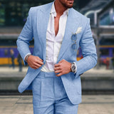 Hilmar - Eleganter Schmale Passform Anzug – Blau