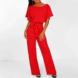 Zephrynn – Eleganter Jumpsuit mit weitem Bein – Rot