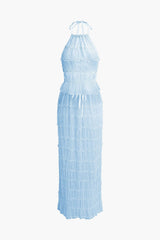 Elise | Romantisches Zweiteiler-Set mit Plissee-Top & Maxirock – Blau