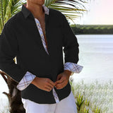 Leo – Herren Sommerhemd mit Kontrastdetails und Leinenanteil – Schwarz
