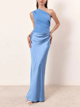 Anita - Schickes Maxikleid mit einem Träger – Blau