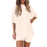 Rikke - Kurzen Ärmeln Zweiteiliges Set – Beige