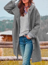 Stilvolle Kapuzenjacke Mantel – Grau