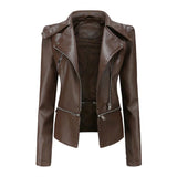 Stilvolle Lederjacke - esra – Kaffee