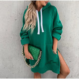 Damen Warme Oversize Hoodie | Lang – Grün