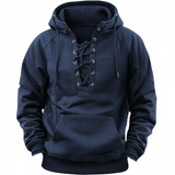 Hovav – Langarm Schnürung  Kapuzenpullover – Blau