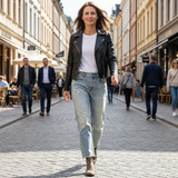 Zelda - Verkürzte Premium-Stretch-Jeans – Retro Blau