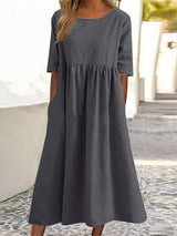 Lässiges Damenkleid | Midi – Grau