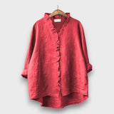 Jagina – Lockere Bluse mit Volantkante – Rot