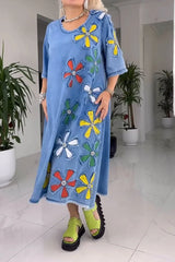 Jiella – Lässiges Kleid Mit Blumenmuster – Blau