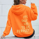 Damen Bedruckter Kapuzenpullover | Langarm – Orange