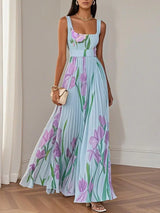 Liviana | Plissiertes Maxi-Kleid – Blau