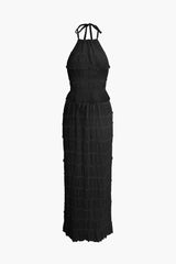 Elise | Romantisches Zweiteiler-Set mit Plissee-Top & Maxirock – Schwarz
