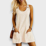 Mariva – Gestreiftes Sommerkleid mit Taschen – Braun