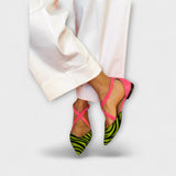 Zarella – Zebra Ballerinas in Pink Power – Grün