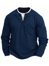 Wladimir – Langärmliges PoloHemd Mit Knöpfen Und Tasche – Marineblau