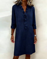 Dorelle - Luftiges Rüschen-Shirtkleid aus Leinen-Mix – Marineblau