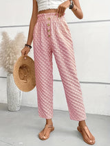 Nina - Hose mit hoher Taille, Textur und Stil – Rosa