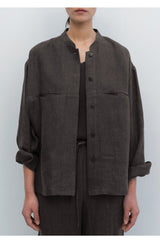 Noah - Minimalistische Leinenjacke mit lässigem Styling – Grau Schwarz