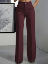 Hodit - Stylische Stretch Hose Mit Hoher Taille – Burgund