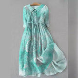 Liana - Geblümtes Midi-Hemdkleid mit Gürtel – Mintgrün
