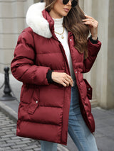 Daunenjacke Damen Mit Kapuze | Gefütterter Winterlook – Rot
