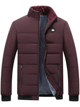Sert – modische herrenjacke mit stehkragen – dicker und warmer wintermantel mit samtfutter – Burgund