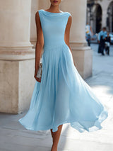 Vireen - plissiertes Midikleid – Blau