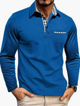 Elegantes Herrenpolo mit langen Ärmeln, moderner Stil für Business und Freizeit – Marineblau