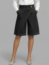 Berenice - Jeans-Wickel-Skort – Schwarz